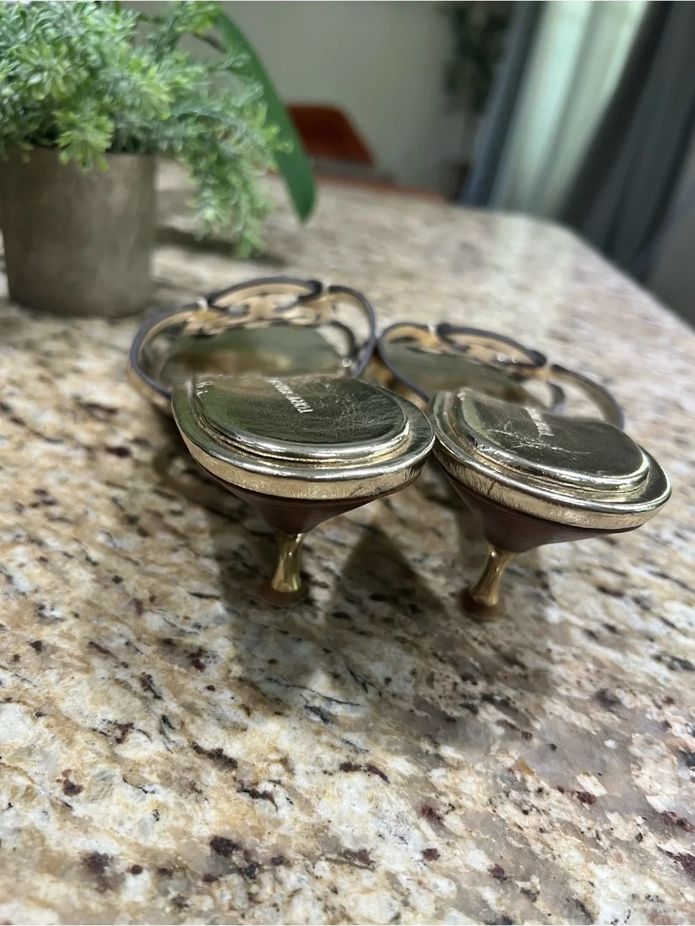 Tory Burch Geo Bombe Gold Metallic Kitten Heel Sandals 10M